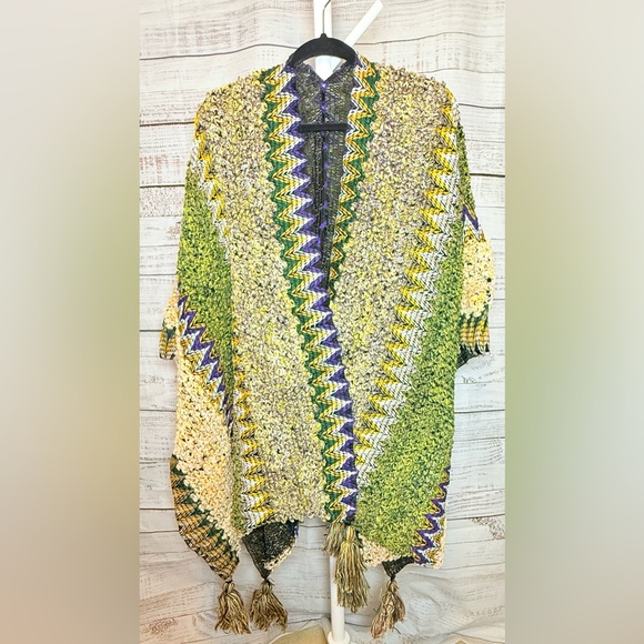 Multicolor Knit Wrap with Tassels